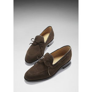 Mocassini stringati in pelle scamosciata marrone con costruzione Goodyear - Product Image 4