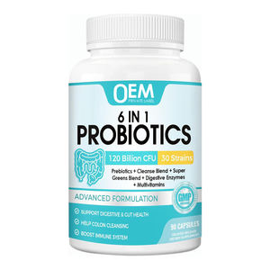 120 milliards d'UFC de probiotiques en capsules avec mélange de super-aliments verts, enzymes digestives, multivitamines pour la santé intestinale, détoxification digestive - Product Image 1