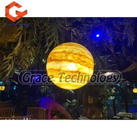 Ballon de Terre Gonflable Suspendu en PVC Ballon Globe Gonflable Neuf Planètes avec Lumières LED