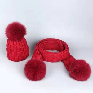 Chapeau d'hiver populaire femmes <span class=keywords><strong>béret</strong></span> chapeau fausse fourrure de renard Pom Pom chapeau - Product Image 5