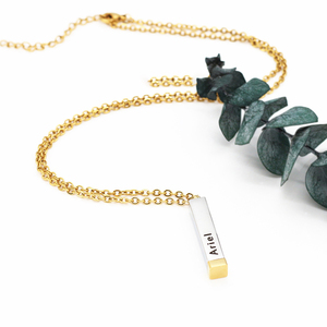 Kalung Pesan Tersembunyi Nama Kustom Perhiasan Pribadi Baja Anti Karat Kalung Batangan Kosong untuk Pasangan Ukiran Hadiah untuk Kekasih - Product Image 3