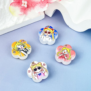 Wholesale Acrylic DIY Beautiful <b>Sweet</b> Cute Girl Flower Shape Bead Materials for Jewelry Making with Holes Cartoon Accessories - Product Image 3