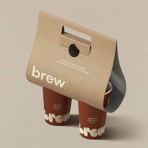 Portador de café para llevar personalizado, portador de bebidas plegable, bandeja portadora de 2 tazas, portavasos de papel <span class=keywords><strong>Boba</strong></span>, caja de transporte de bebidas con asa - Product Image 1