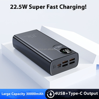 Batterie externe haute capacité 30000 mAh à succès avec quatre sorties USB Type-C, charge rapide PD 22,5 W et affichage LED