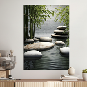 Printed <b>Canvas</b>: Calming Bamboo & Stones <b>Wall</b> Art,WRAPPED <b>CANVAS</b> - Product Image 3