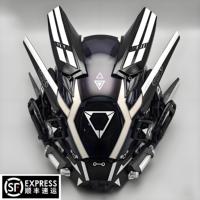 Casque LED Cyberpunk Lumineux en Polyester, Design Samouraï Fantôme CYBER pour Halloween, Carnaval, Exposition de Bandes Dessinées et Cosplay
