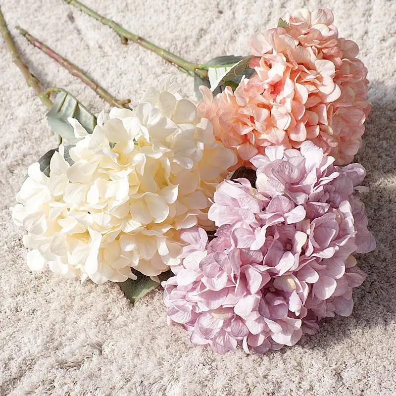 Hortensia barroca artificial, decoración de boda, flor de imitación para Arreglo de hortensias, venta al por mayor de fábrica