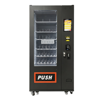 Distributeur automatique de snacks et de boissons à 36 voies, acceptant les billets de banque, les pièces et les paiements par carte, noir, réfrigéré, personnalisé