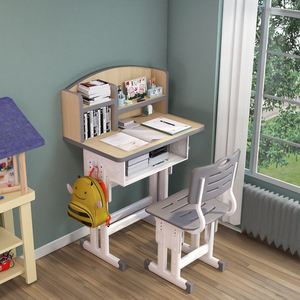 Juego de mesa y silla de estudio moderno para niños con estantería para uso doméstico y escolar para dormitorio - Product Image 1