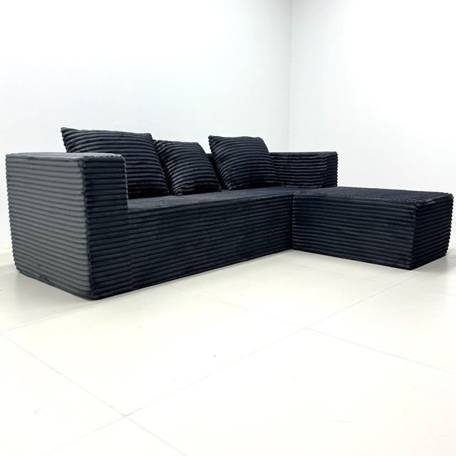 Modern Peanut Compressed Sofa Vacuum Packed Curved Sectional Couch Chenille Teddy Velvet Foldable Seat for Apartment