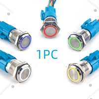 12mm 16mm 19mm 22mm interrupteur à bouton poussoir en métal verrouillage momentané tête plate lumière LED interrupteur à bouton poussoir