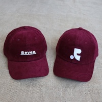 Topi Baseball Kasual Musim Dingin Berbahan Corduroy dengan Logo Bordir Kustom yang Laris Manis, Model 6 Panel Tanpa Struktur, Pinggiran Melengkung, untuk Wanita