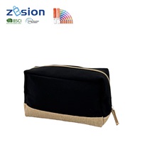 Sac de voyage en toile de jute pour femmes, grande capacité, personnalisé avec logo, imprimé, avec fermeture éclair, pour le maquillage et les cosmétiques