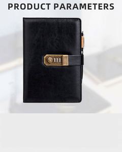 Designed Address Book Style Password Protection <b>Spiral</b> <b>Bound</b> A3 PU Leather <b>Notebook</b> Embossed Cover Logo 80 Sheets Promotional - Product Image 3