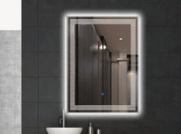 Frameless Rectangle Wall Mounted Backlit LED Bathroom Mirror Vertical Touch Switch Copper Free Silver Bath Vanity Mirror Hotel