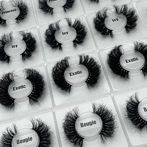 Dramatic Fluffy 25 mm Mink Lashes Wholesale with Eyelash Packaging Box Reusable High Quality Strip Eyelashes