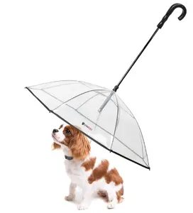 Offre Spéciale dôme transparent étanche pour animaux de compagnie parapluie transparent vêtements de pluie chien chat parapluie avec laisse