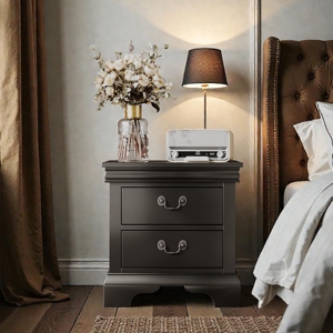 Classic Wooden Nightstand Black 22x16x22.7 Inches Bedroom <b>Storage</b> <b>Drawer</b> Cabinet - Product Image 5