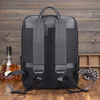 Sac à Dos d'Affaires et Scolaire en Cuir Pleine Fleur Noir, Véritable Peau de Vache, Prix Bas, Vente Chaude, Sacoche pour Ordinateur Portable