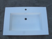 Meuble-lavabo rectangulaire mural moderne en acrylique blanc avec vasque intégrée pour hôtels