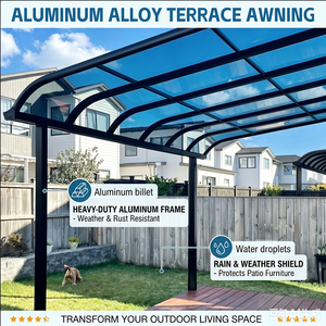 Auvent de <span class=keywords><strong>terrasse</strong></span> en aluminium avec toit en polycarbonate incurvé, auvent imperméable à double usage <span class=keywords><strong>pour</strong></span> <span class=keywords><strong>terrasse</strong></span> et abri de voiture - Product Image 4
