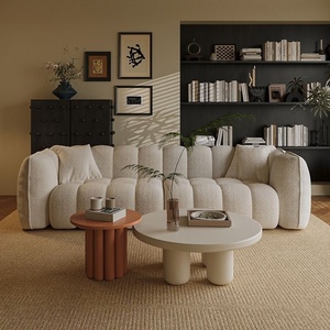 Sofá Seccional Modular Moderno Color Crema - Diseño Confortable para Sala <span class=keywords><strong>de</strong></span> Estar y Uso en Hoteles, Sofá Perezoso Estilo Calabaza - Product Image 2