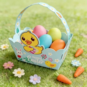 Boîte cadeau en carton blanc biodégradable pliable pour Pâques, impression de logo personnalisée, emballage de bonbons, œufs de Pâques - Product Image 2