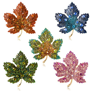 Cao cấp sang trọng đơn giản pha lê Maple Leaf Trâm ngành công nghiệp nặng của phụ nữ tinh tế phù hợp với áo <span class=keywords><strong>Pin</strong></span> Khuy măng sét pins buckles <span class=keywords><strong>Corsage</strong></span> - Product Image 1