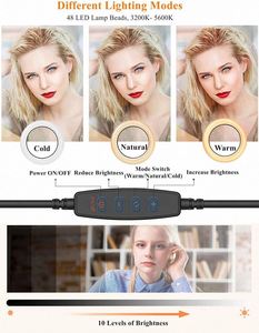 Anneau lumineux pour selfie pour ordinateur portable, ordinateur de bureau, YouTube, kit d'éclairage pour vidéoconférence avec trépied et support de téléphone à clipser - Product Image 4