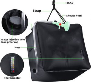 Sac de douche solaire 40L certifié BSCI, chauffage solaire, pour camping, randonnée, escalade, eau chaude extérieure - Product Image 2