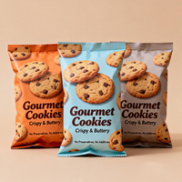 Emballages de Snacks en Plastique Scellés à l'Arrière avec Film d'Aluminium Imperméable Imprimés Personnalisés Emballages de Biscuits Emballages de Gâteaux