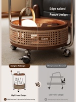 Table d'appoint de style médiéval en bois massif avec cadre métallique, étagère de rangement à double niveau, table d'appoint de canapé pour salon, table basse mobile
