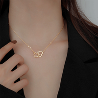 Pendentif Double cœur d'amour en plaqué or 18k, pour la saint-valentin, vente en gros, bijoux de Couples, livraison gratuite