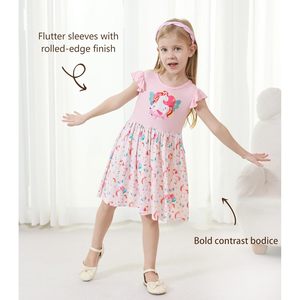 Vestido sin mangas personalizado para niñas pequeñas, estampado de unicornio rosa, corte en A, informal, tallas 2-5T - Product Image 5