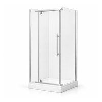 Cabine de douche d'angle carrée avec porte pivotante 900-1000mm, cadre chromé, verre trempé 8mm, douche à l'italienne, OEM, salle de bain moderne