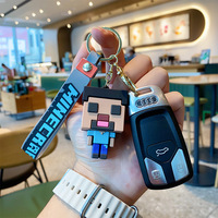 Porte-clés mousqueton 3D en PVC souple, motif anime et dessin animé, accessoire suspendu pour sac, pendentif My World Game