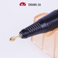SHUANGJIA Fraise à ongles en carbure de tungstène pour manucure électrique, moteur sans balais, embouts dorés pour retirer le gel