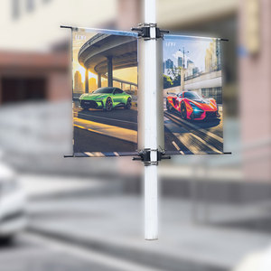 Supports de bannière de rue de poteau de bannière <span class=keywords><strong>publicitaire</strong></span> durable personnalisée Kits de montage de bannière de poteau double face - Product Image 2