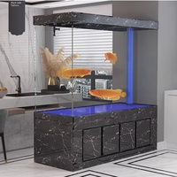 Aquarium Rectangulaire Moderne pour Salon, Grand Aquarium avec Cloison, Filtration au Sol, Verre Ultra-Clair Écologique, Intelligent
