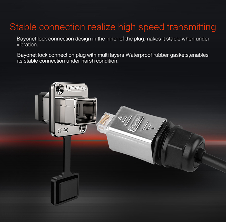 CNLINKO Metal waterproof rj45 connector socket