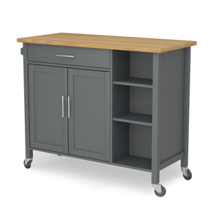Carrito de cocina de madera maciza para el hogar, carrito de almacenamiento móvil multifuncional con ruedas y gran capacidad. - Product Image 3