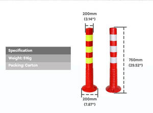 قاعدة مطاطية من البولي إيثيلين عاكس القطب حاجز السلامة المرورية دليل بعد المرور موجه تحذير آخر مع الياقات العاكسة - Product Image 3