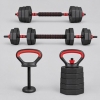 3'ü 1 Arada Ayarlanabilir PE Kaplamalı Çimento Demir Kum Dolgulu Dambıl Seti, Evde Spor Salonu Güç Antrenmanı ve Fitness için Dönüştürülebilir Kettlebell