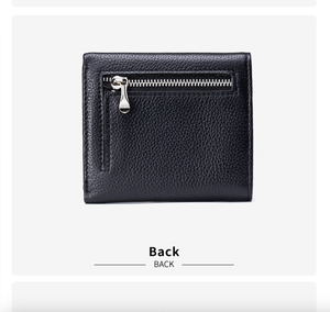 Ando <b>Bag</b> <b>Women's</b> Genuine Cowhide Leather Slim Foldable Short Wallet with Card Slots ID Window and Zipper Coin Pocket - Product Image 4