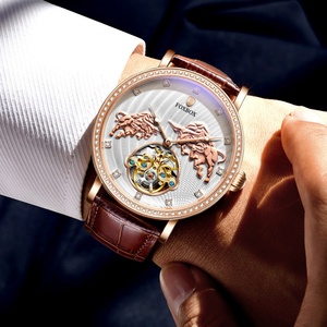 OEM FOXBOX FB0003 Nouvelle montre pour homme en cuir et verre, aiguille, cadran ajouré, mouvement mécanique entièrement automatique, résistante à l'eau 3BAR - Product Image 3
