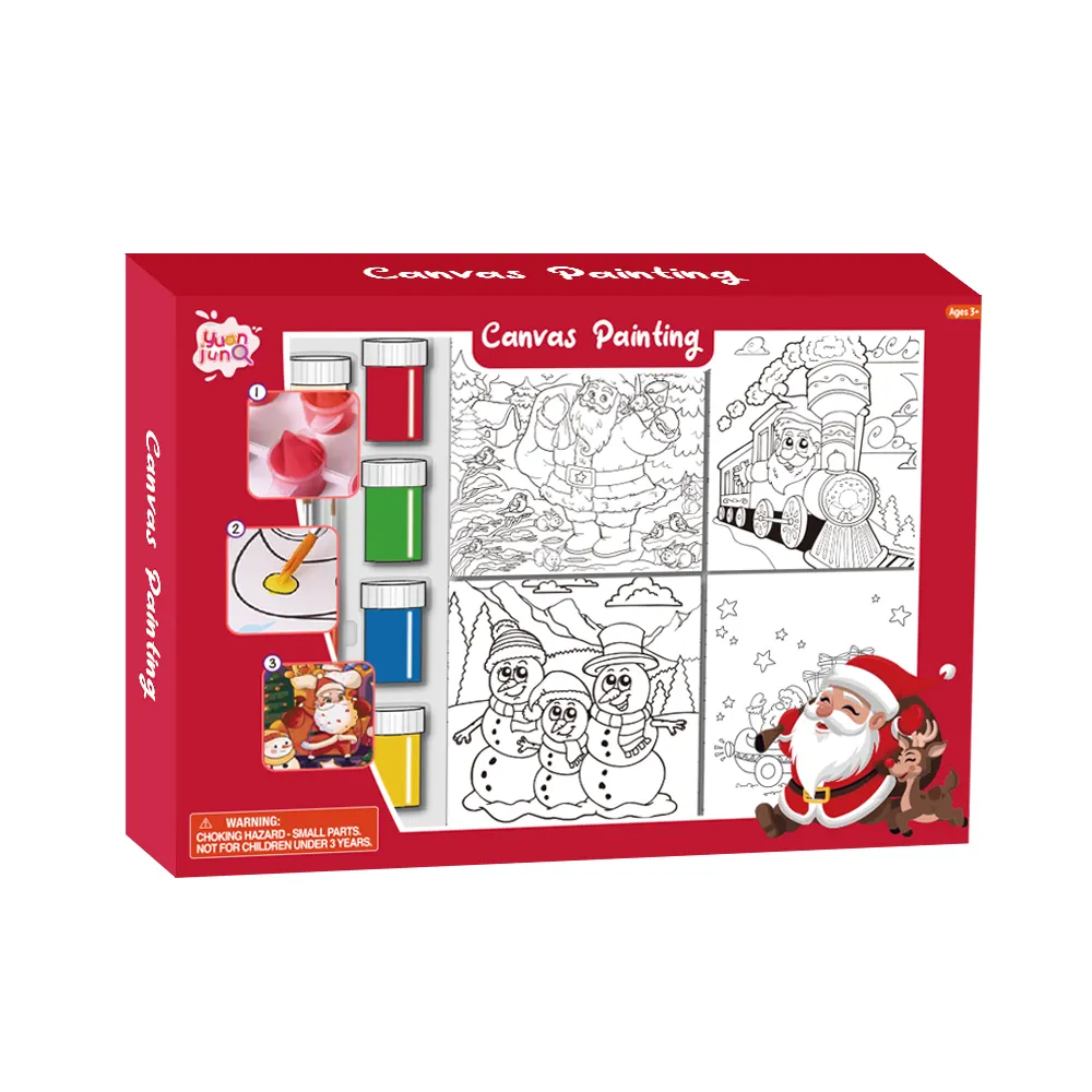 Nueva llegada regalos fáciles de Navidad 4 diseño niños DIY pintura al óleo lienzo pintura Kit