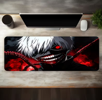 Tapis de souris gaming grand format style anime sombre, tapis de bureau étendu