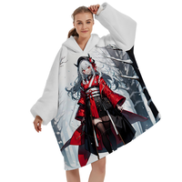 Coloré personnalisé Anime impression conception hiver chaud une pièce surdimensionné portable couverture à capuche avec capuche