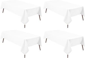 Mantel Rectangular Blanco 100% Poliéster Tejido Liso Teñido Lavable Estilo Minimalista para Uso Doméstico - Product Image 2