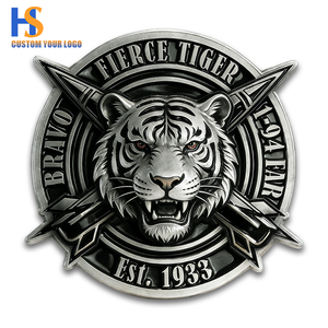 Pièce de défi ronde <span class=keywords><strong>en</strong></span> métal « Fierce Tiger » gravée sur mesure, diamètre 3 pouces, faible quantité minimale de commande, souvenir personnalisé - Product Image 1